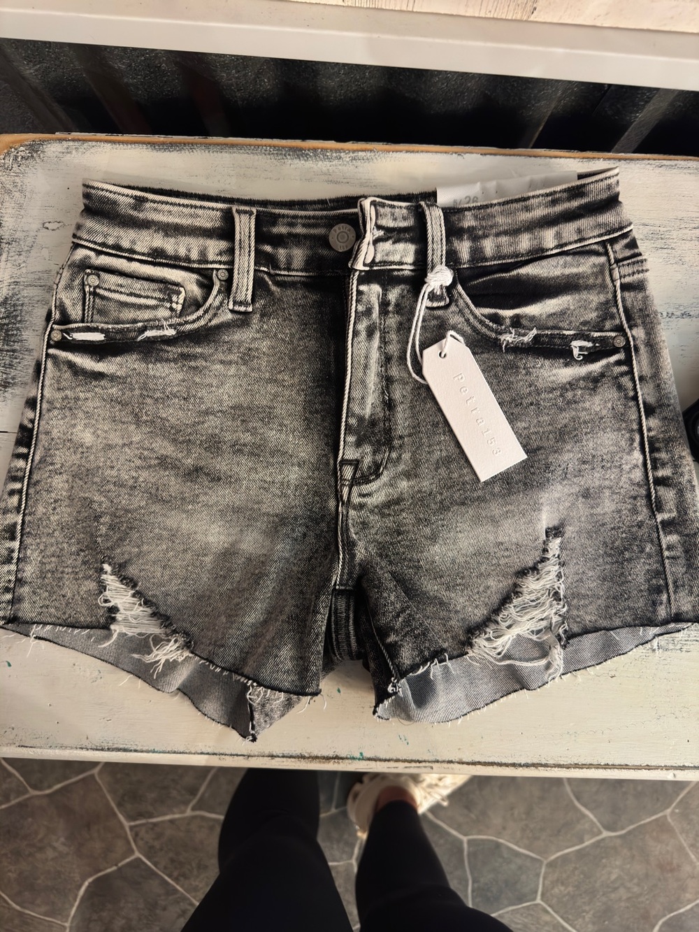 Vintage Washed Black Denim Jean Shorts - Women's